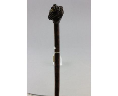A Carved Lion Head Walking Stick 