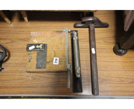 A Vintage Ambassador Wooden Trimmer Set Square and two other measures 