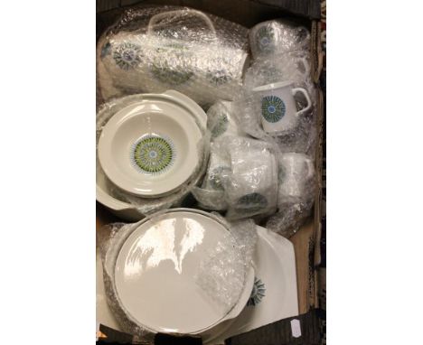 A J&G Meakin 'Aztec' (1970's/Retro) 19 pieces including coffee pot and lid, five cups and saucers, two bowls, two tureens (on