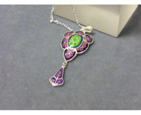 A Silver and Enamel Pendant Necklace 