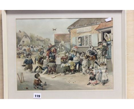 A Framed and Glazed Louis Wain Print 