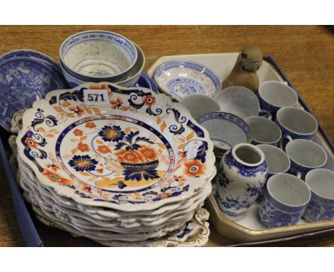 A Collection of Ceramics including Victorian Blue and Red Plates, Royal Worcester Evesham Dish plus various blue and white co