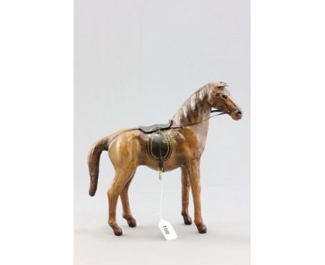 Vintage Leather Horse with bridle and saddle