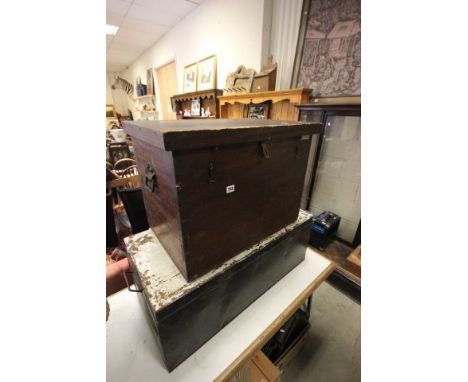 A Wooden Storage Box and a Metal Trunk