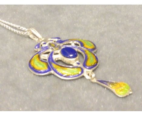 A Silver and Enamel Set Art Nouveau style Necklace 