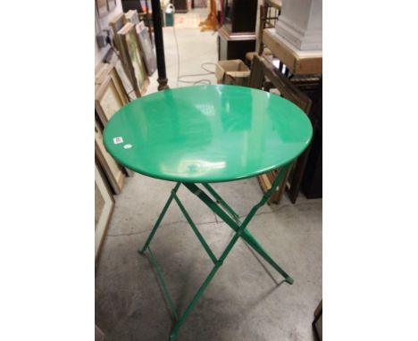 A Green Enamel Folding Metal Cafe Table made for the 2012 London Olympics 