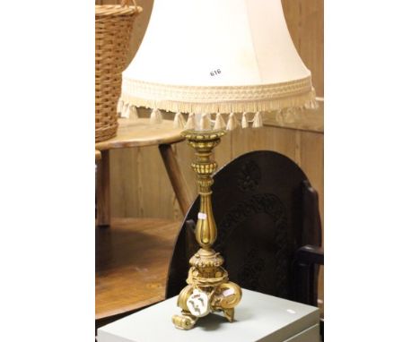 A Carved Gilt Wooden Table Lamp