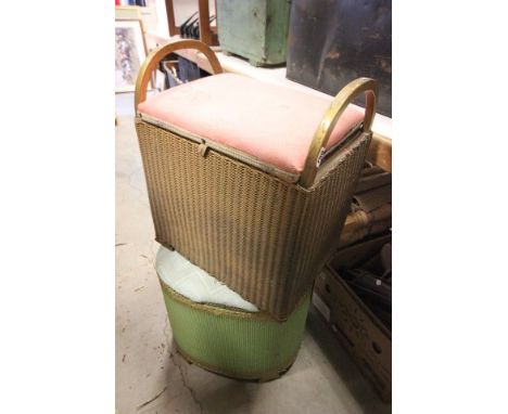 Two Loom Linen Baskets and a Standard Lamp