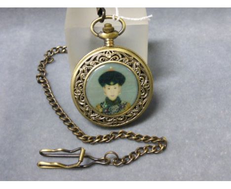 A Vintage style Pocket Watch with Chinese Royalty Figure to Front 
