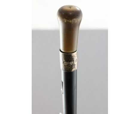 A Walking Stick with horn handle and silver band 