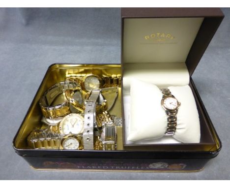 A Boxed Rotary Ladies Wristwatch, Two Gents Rotary Wristwatches, Ingersoll Wristwatch plus other wristwatches 
