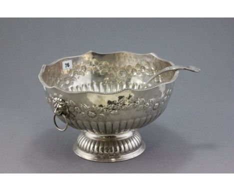 A Silver Plate Punch Bowl and Ladle 