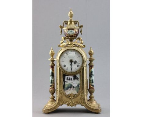 Contemporary French Imperial Mantle Clock with decorated panels