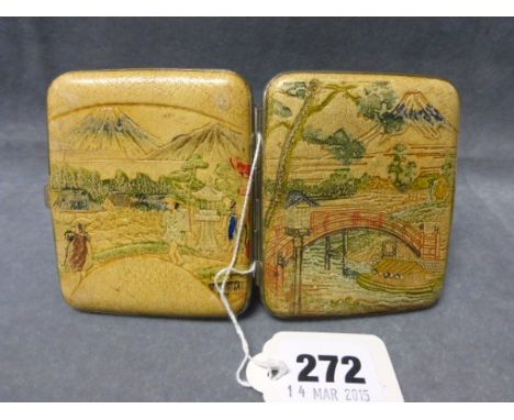Vintage Cigarette Case with Japanese Scene