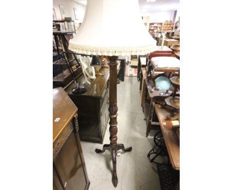 Carved Mahogany Standard Lamp on tripod base
