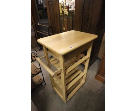 A Beech Kitchen Work Bench/Trolley 