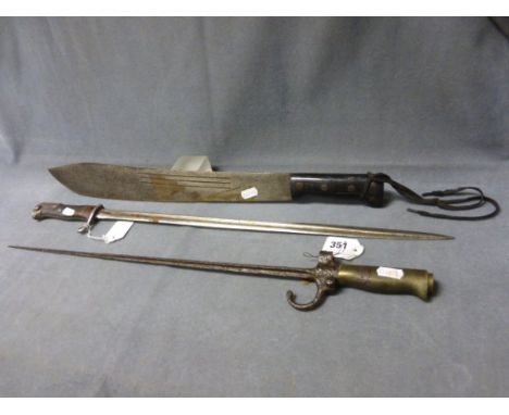 A French Bayonet and one other plus Martindale Machete