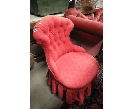 A Victorian Red Upholstered Button Back Nursing Chair 