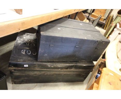 A Metal Trunk and a Black Box with tools 