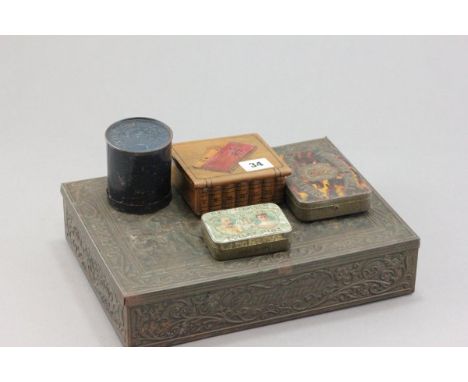 Collection of Vintage Tins including Large Tin with Rembrandt Scene, John Player Tobacco and Cigarette Tin, 'Tortoishell Smok