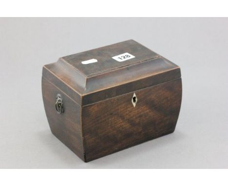 A Small Georgian Mahogany Tea Caddy with mother of pearl escutcheon 