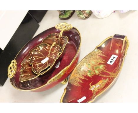 Two Carltonware 'Rouge Royale' Bowls plus Two Carltonware 'Rouge Royale' Leaf Plates