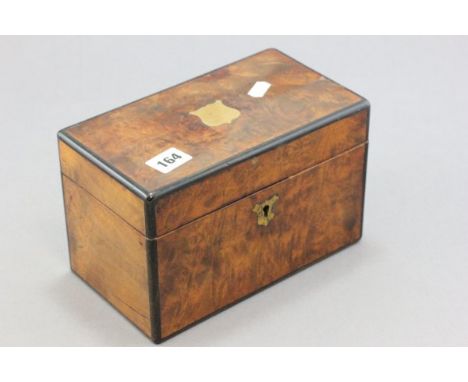 A Georgian Burr Walnut and Ebony Two Compartment Tea Caddy 