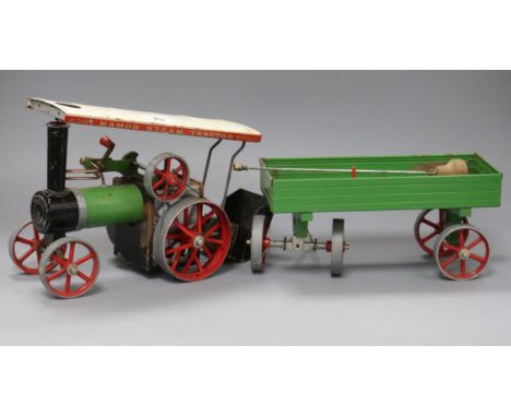 A Mamod live steam traction engine and wagon