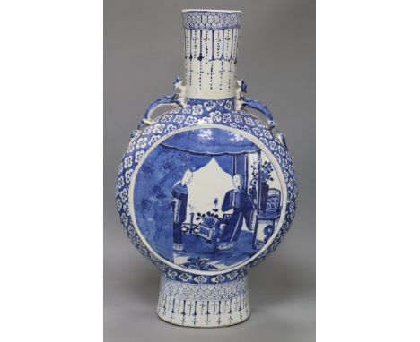 A large 19th century Chinese blue and white moon flask height 55.5cm