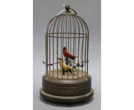 An automaton birds in a cage overall height 30cm