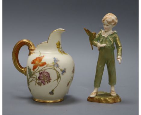 A Royal Worcester 'The Parakeet' and a jug tallest 17cm