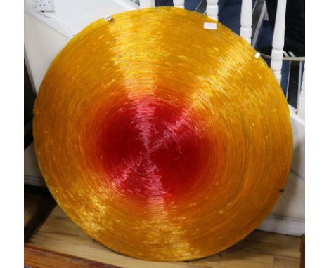 A Jacopo Foggini acrylic disc on the wall light 122cm, cracked.