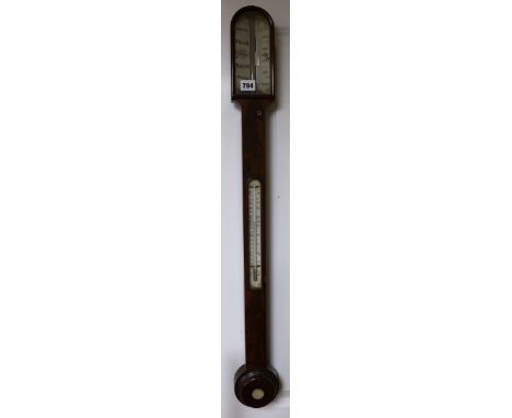 A mid 19th century mahogany stick barometer H.90cm