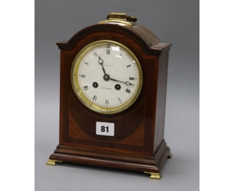 A Maple &amp; Co Ltd walnut dome-topped mantel clock height 25.5cm