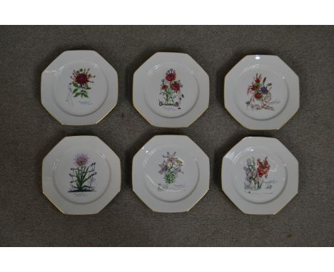 A set of six Royal Copenhagen plates designed by Salvador Dali. From the series "Las Flores Dalinianas", includes: Lilium Lon