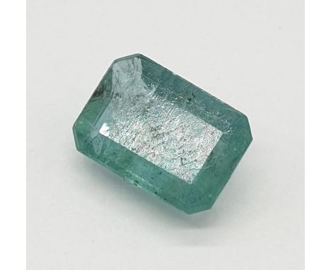 2.14 Cts Natural emerald. Rectangular step cut. ITLGR certification included. Some markings in the stone. 