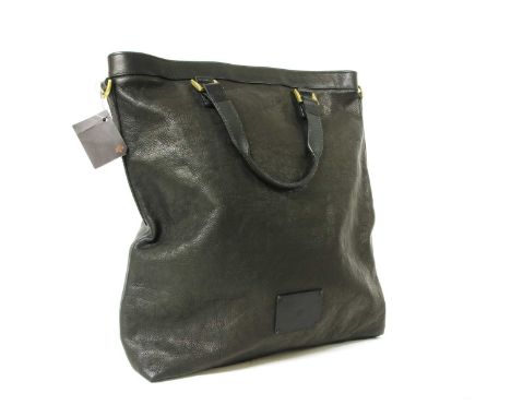 A Mulberry black leather 'Lloyd' tote, gold tone hardware, dual handles, detachable shoulder strap, zip-top closure opening t