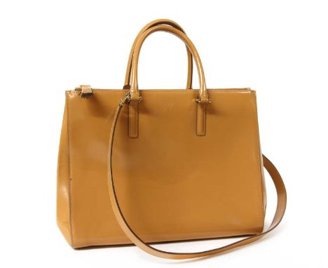 An Anya Hindmarch tan leather 'Ebury' tote, dual rolled handles, detachable shoulder strap, gold-tone hardware, two zip closu