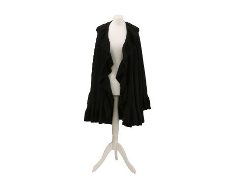 A Christian Dior black large wrap, probably cashmere blend, with fluted hemline, 93cm hemline to neckCondition report: Some b