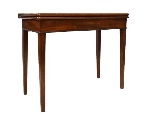 George III mahogany card table, 73cm x 91cm x 46cm.