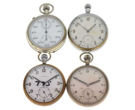Four Military white dial open face General Service Time Piece (GSTP) -type pocket watches, 013453, Patt. 4 35056 (two subsidi