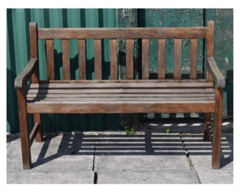 Teak garden bench, 78cm x 122cm. 