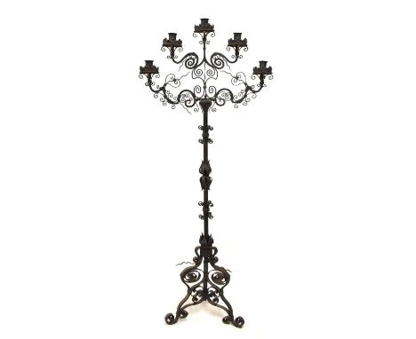 Wrought Iron Gothic candlestick stand. 183cm high approx. 