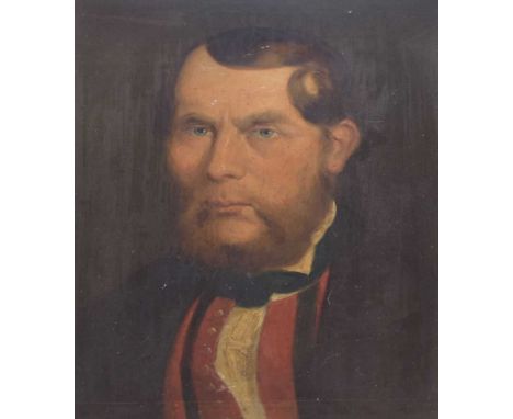 Scottish School - Oil on board, portrait of a gentleman, 39cm x 29.5cm, framed.