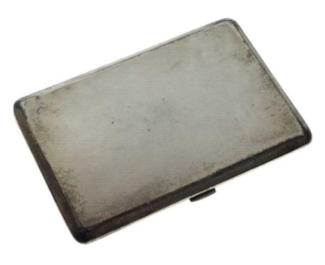 Silver cigarette case with engine turned exterior, London 1936, 199 grams approx..