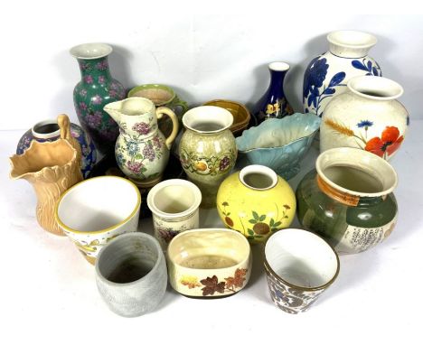 Mixed lot of ceramic vases and jugs, including Chinese ginger jars, baluster vases, &nbsp;Crown Ducal tankard etc. (a lot)