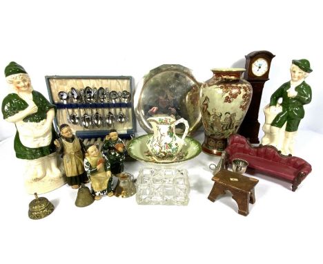 Assorted items including a miniature Longcase clock, modern; a Dolls House chaise longue etc (a lot)
