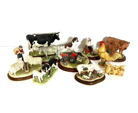 An assortment of Border Fine Art farm figures, and other birds and animals, including a Tractor scene; together with other fi