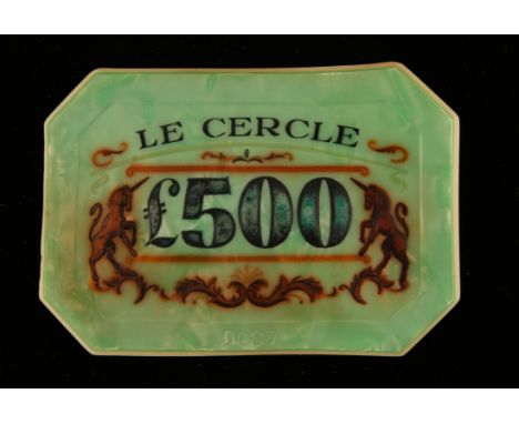 James Bond Dr No (1962) - Le Cercle green £500 casino plaque / chip. Only 100 x £500 plaques were ever made. Le Cercle plaque