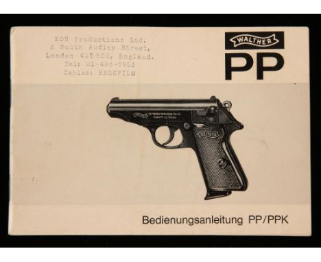 James Bond The Man With The Golden Gun (1974) era Walther PPK 1970s pistol manual with EON address printed on front cover. 
